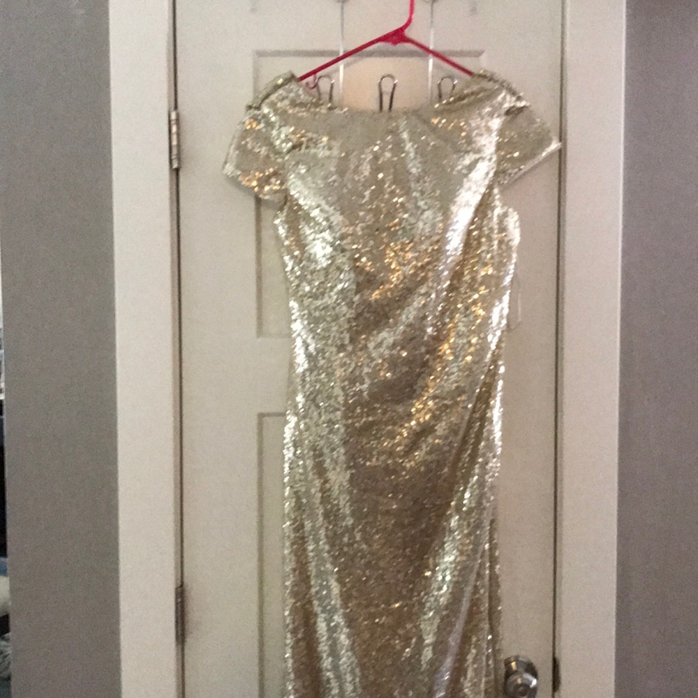 Sequin gold floor length dress